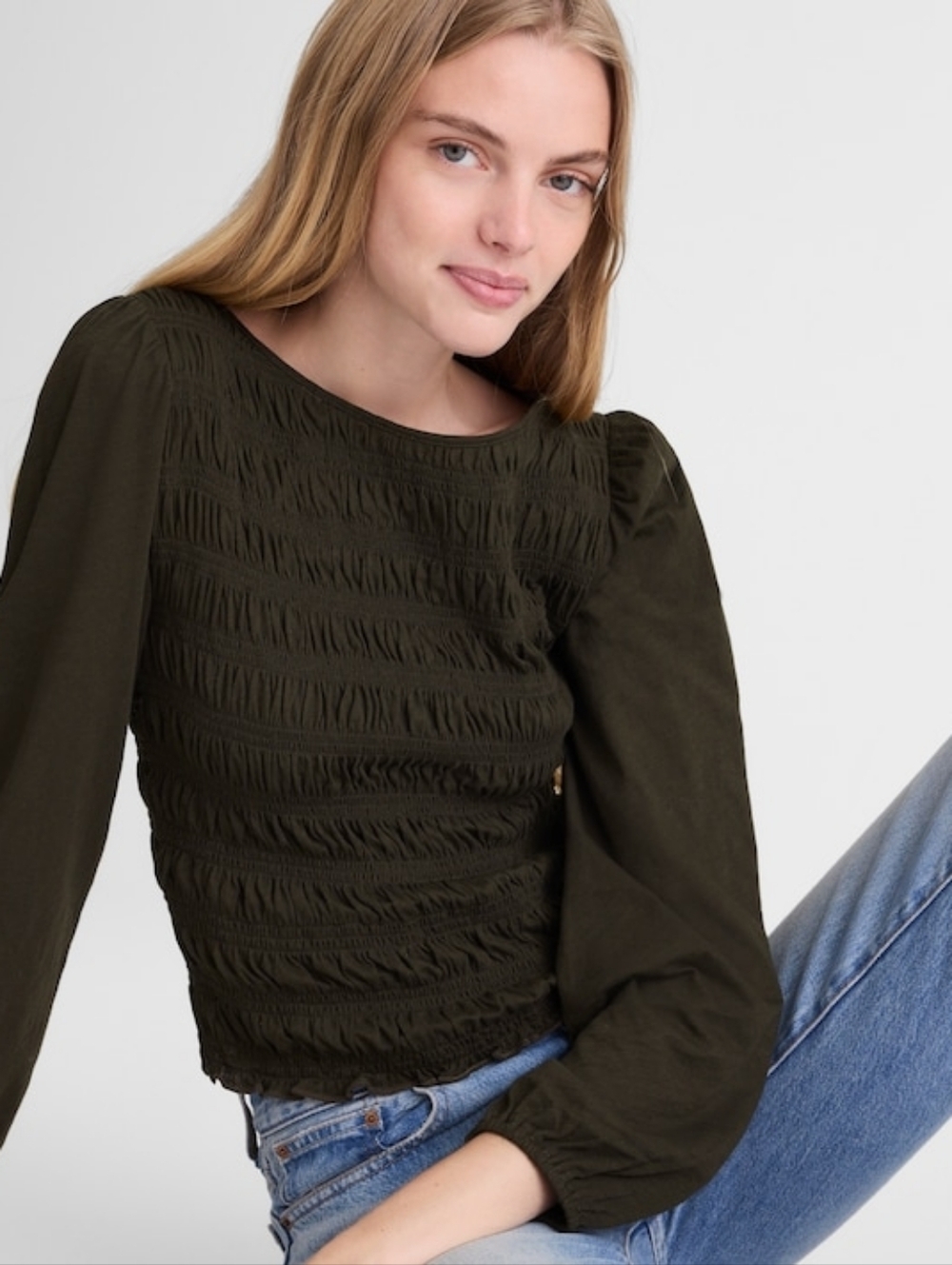 NWT Madewell Smocked Boatneck Top, Size Medium